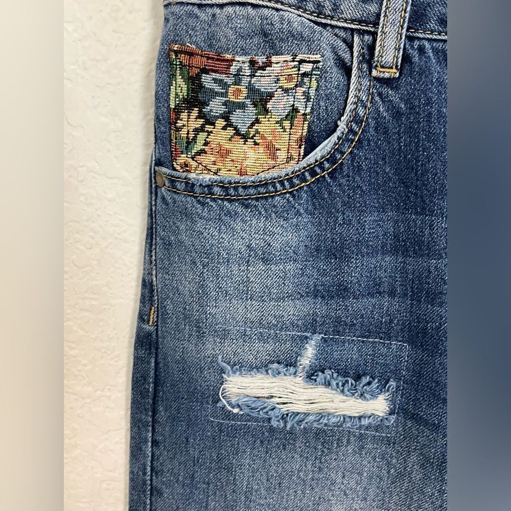 Desigual Floral tapestry patchwork distressed baggy wide Leg Jean NWT 36/2 - Picture 6 of 15